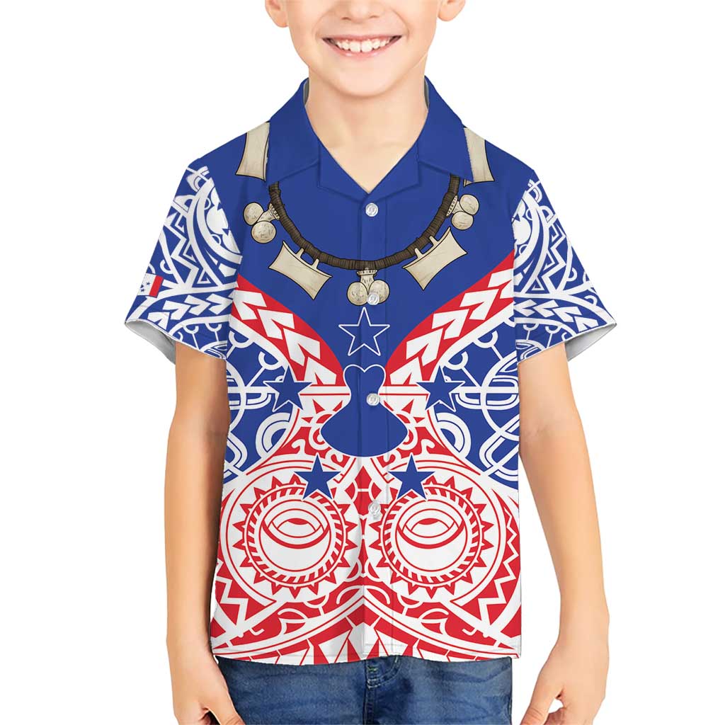 Austral Islands Family Matching Short Sleeve Bodycon Dress and Hawaiian Shirt Tuhaa Pae Penu Stars Necklace Red LT14 Son's Shirt Red - Polynesian Pride