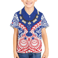 Austral Islands Family Matching Short Sleeve Bodycon Dress and Hawaiian Shirt Tuhaa Pae Penu Stars Necklace Red LT14 Son's Shirt Red - Polynesian Pride
