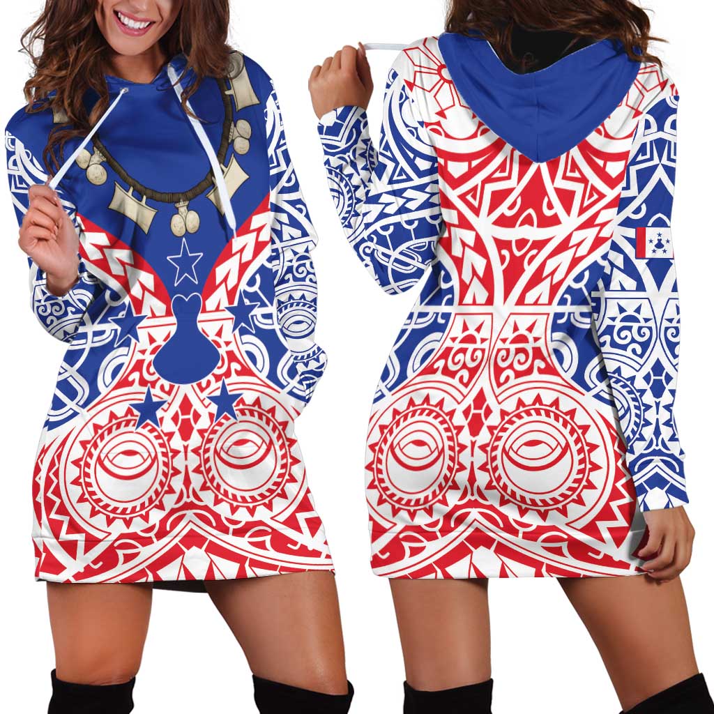 Austral Islands Hoodie Dress Tuhaa Pae Penu Stars Necklace Red LT14 - Polynesian Pride