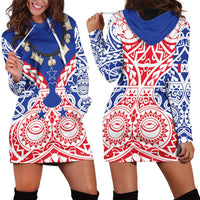 Austral Islands Hoodie Dress Tuhaa Pae Penu Stars Necklace Red LT14 - Polynesian Pride