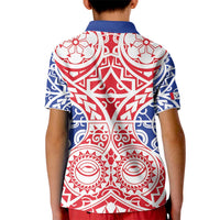 Austral Islands Kid Polo Shirt Tuhaa Pae Penu Stars Necklace Red - Polynesian Pride
