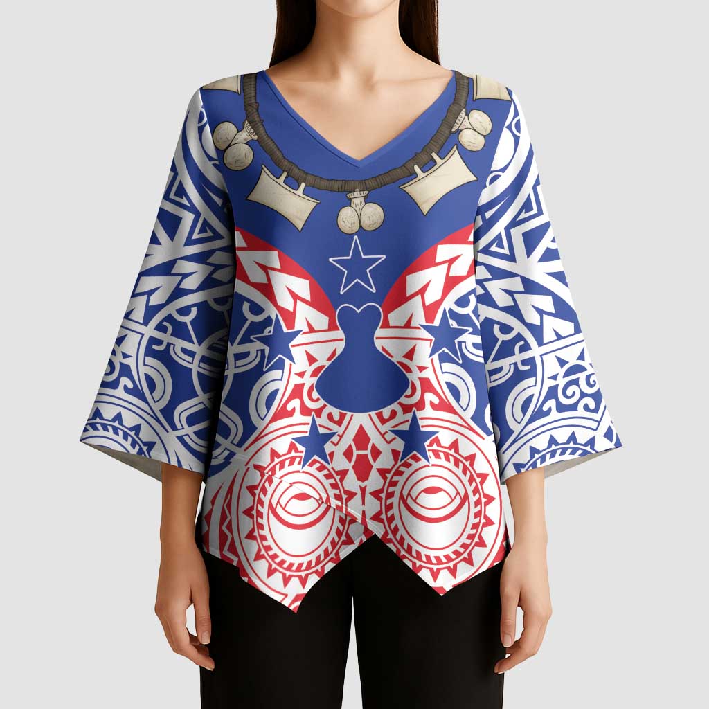 Austral Islands Kimono Sleeve Blouse Tuhaa Pae Penu Stars Necklace Red - Polynesian Pride