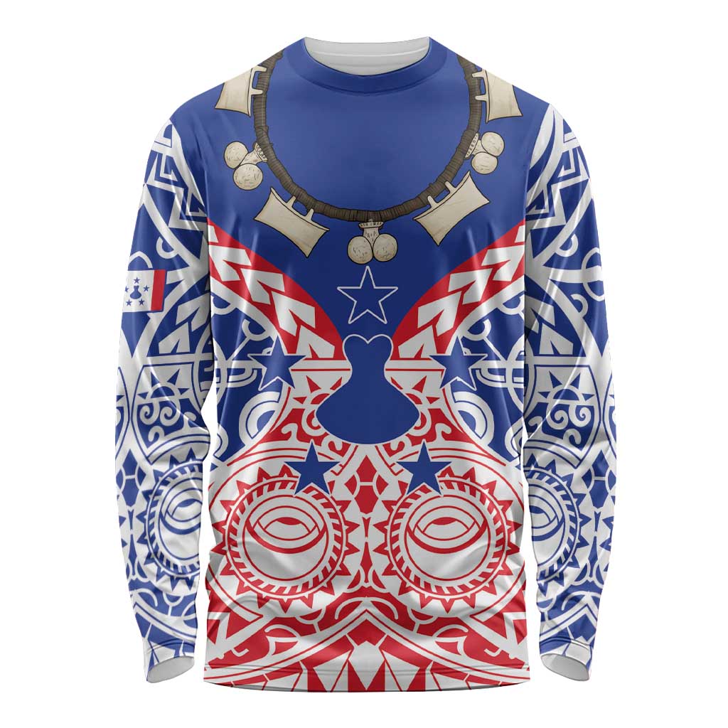 Austral Islands Long Sleeve Shirt Tuhaa Pae Penu Stars Necklace Red - Polynesian Pride