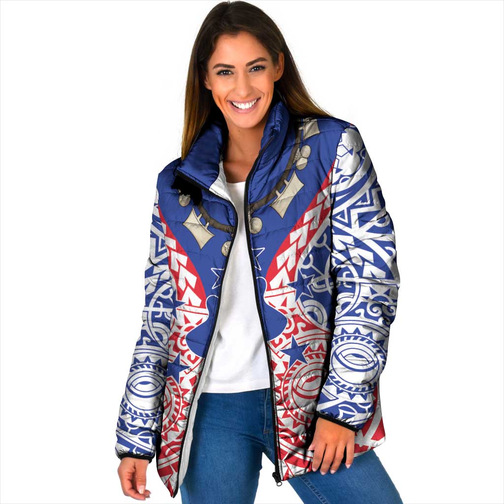 Austral Islands Padded Jacket Tuhaa Pae Penu Stars Necklace Red - Polynesian Pride