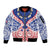 Austral Islands Sleeve Zip Bomber Jacket Tuhaa Pae Penu Stars Necklace Red - Polynesian Pride