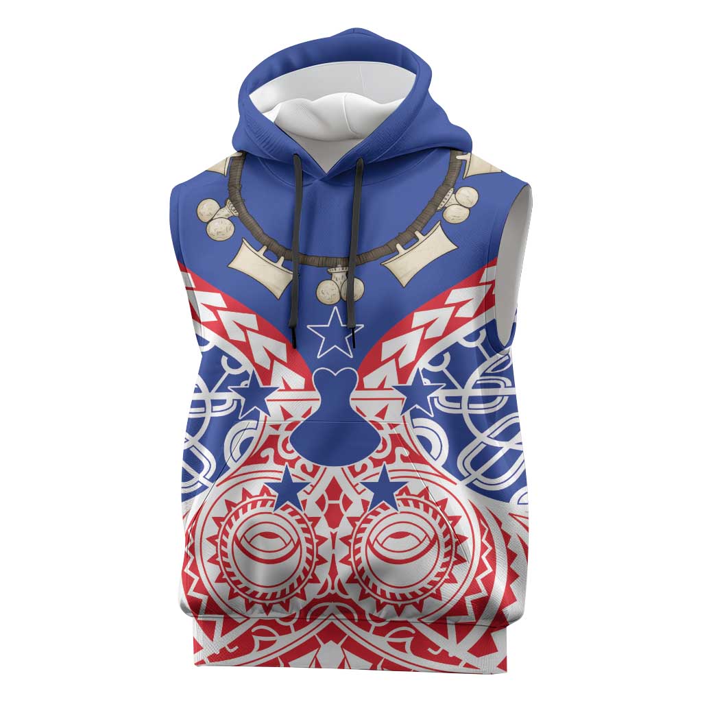 Austral Islands Sleeveless Hoodie Tuhaa Pae Penu Stars Necklace Red - Polynesian Pride