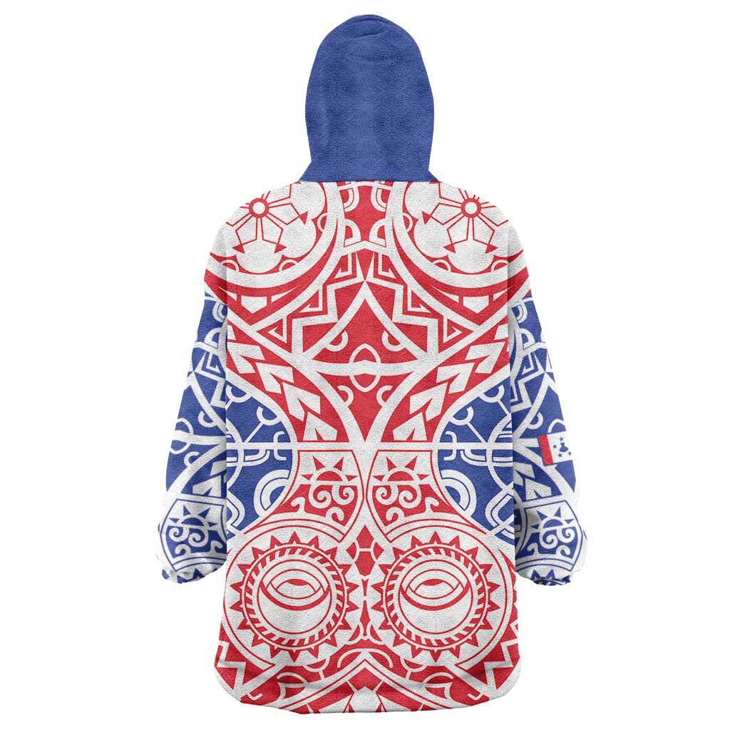 Austral Islands Wearable Blanket Hoodie Tuhaa Pae Penu Stars Necklace Red - Polynesian Pride