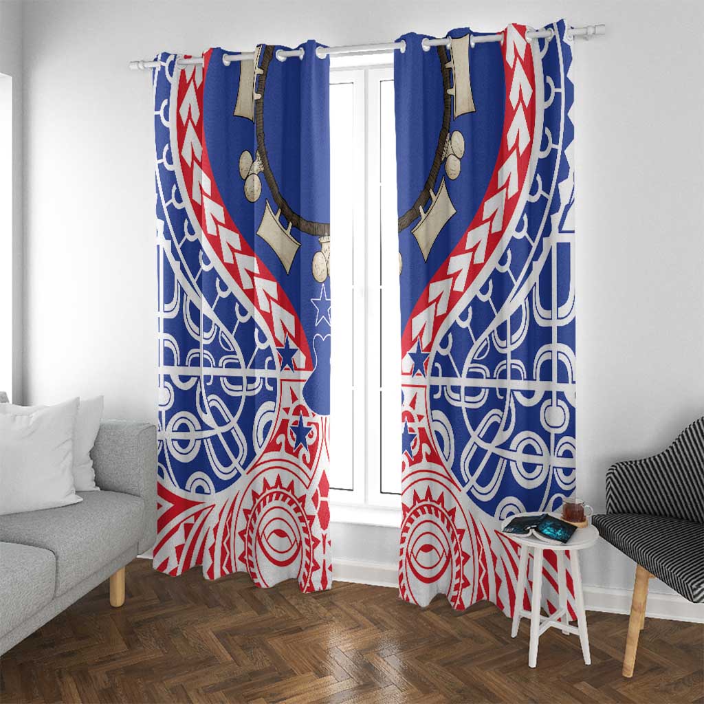 Austral Islands Window Curtain Tuhaa Pae Penu Stars Necklace Red LT14 With Grommets Red - Polynesian Pride
