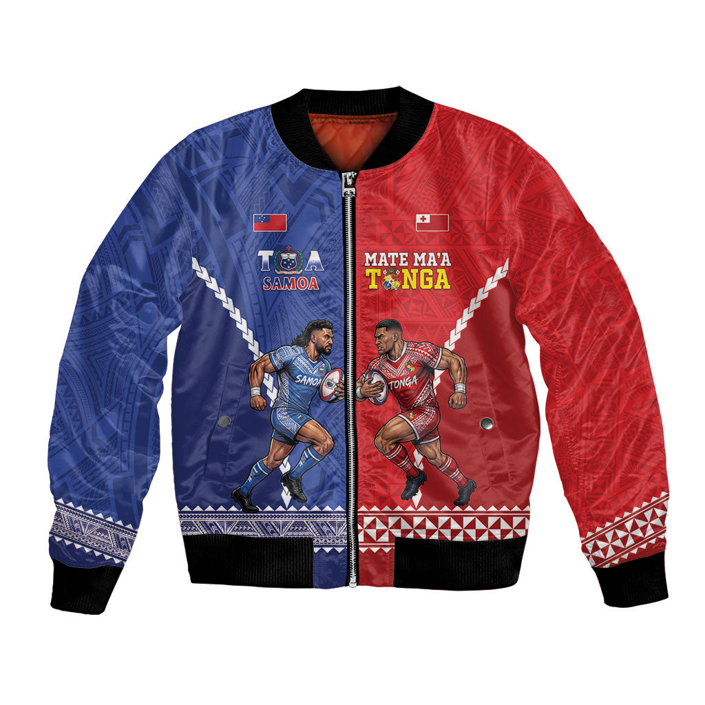 Toa Samoa Mate Ma'a Tonga Rugby Together Custom Bomber Jacket LT14 Unisex Multicolor - Polynesian Pride