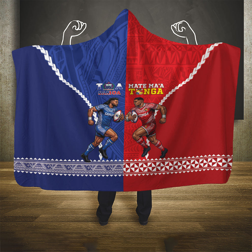 Toa Samoa Mate Ma'a Tonga Rugby Together Hooded Blanket LT14 - Polynesian Pride