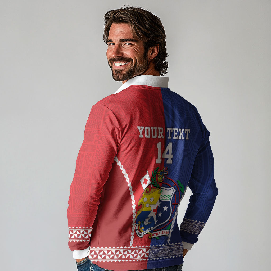 Toa Samoa Mate Ma'a Tonga Rugby Together Custom Long Sleeve Polo Shirt LT14 - Polynesian Pride