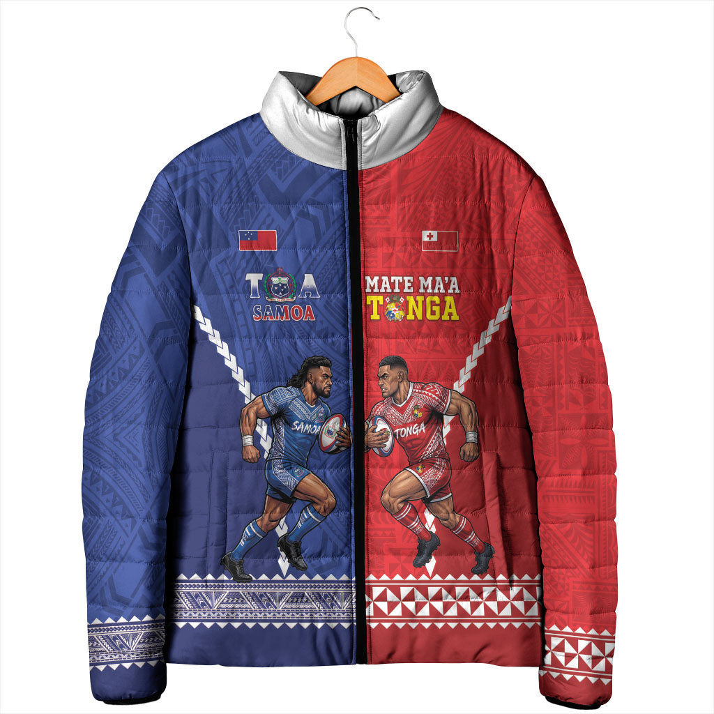 Toa Samoa Mate Ma'a Tonga Rugby Together Custom Padded Jacket LT14 - Polynesian Pride
