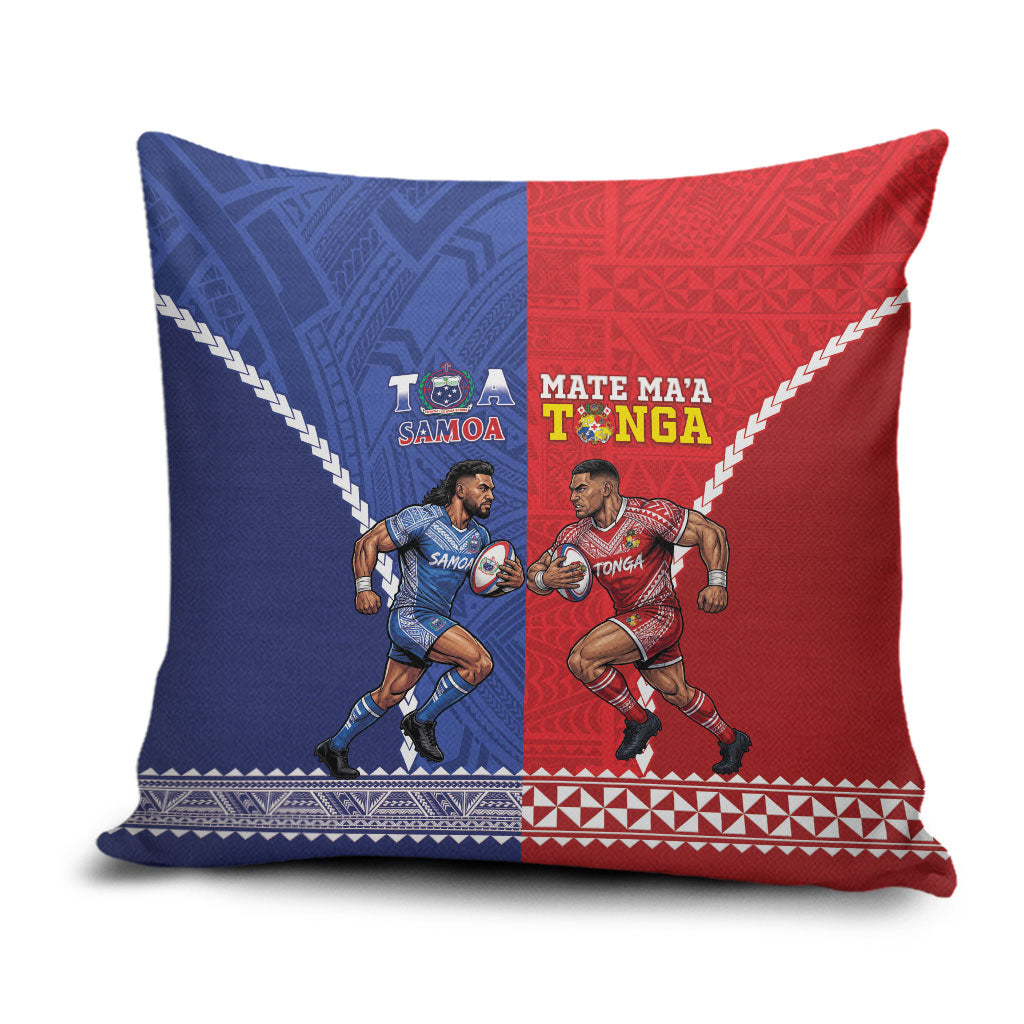 Toa Samoa Mate Ma'a Tonga Rugby Together Pillow Cover LT14 Multicolor - Polynesian Pride