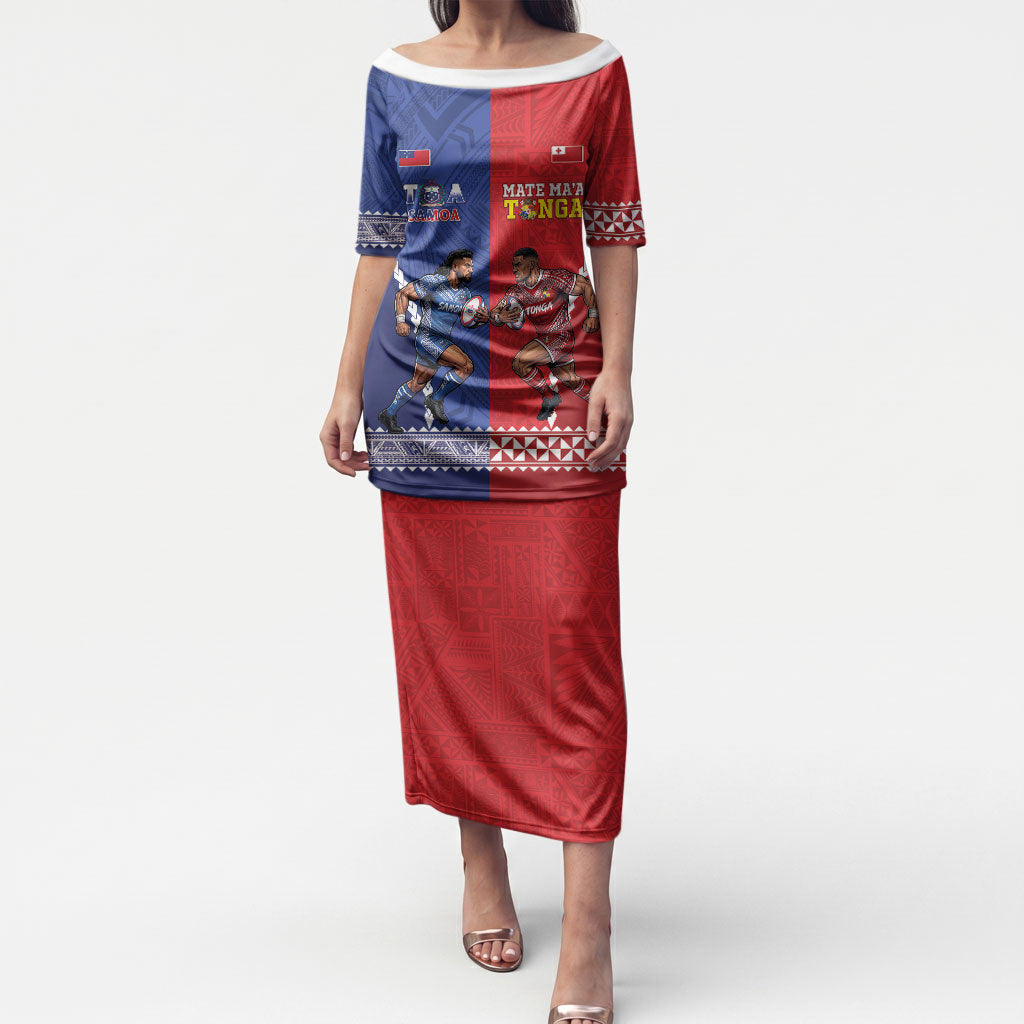 Toa Samoa Mate Ma'a Tonga Rugby Together Custom Puletasi LT14 Long Dress Multicolor - Polynesian Pride