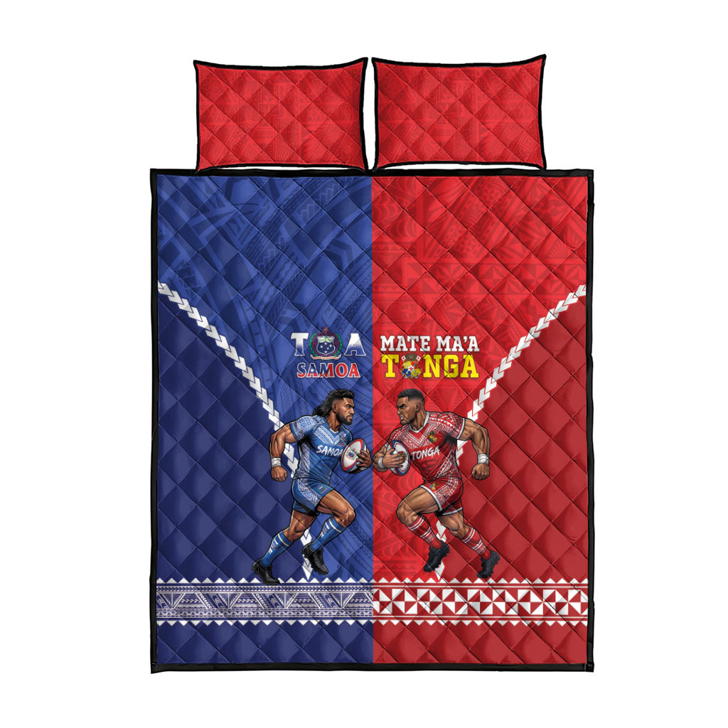 Toa Samoa Mate Ma'a Tonga Rugby Together Quilt Bed Set LT14 - Polynesian Pride