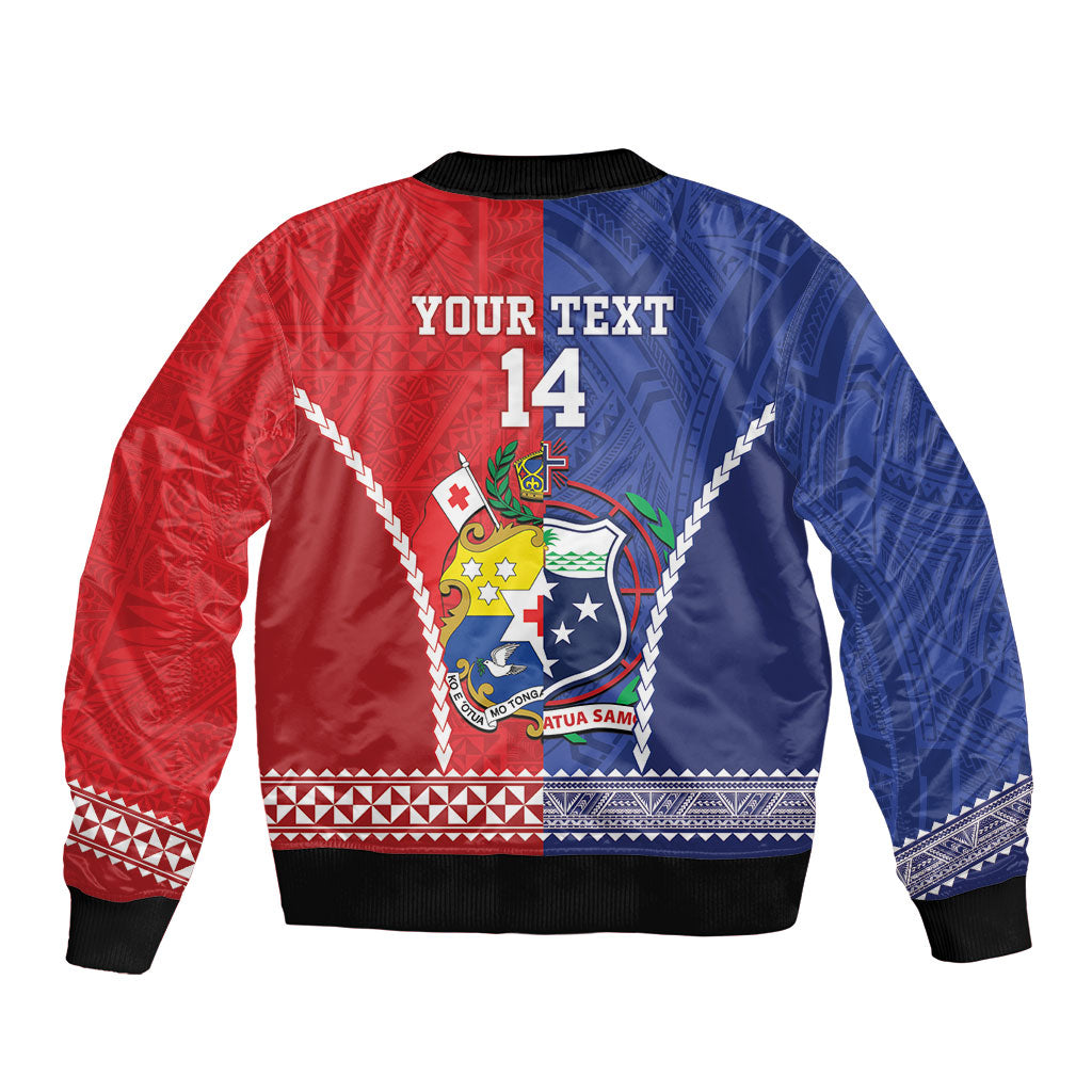 Toa Samoa Mate Ma'a Tonga Rugby Together Custom Sleeve Zip Bomber Jacket LT14 - Polynesian Pride
