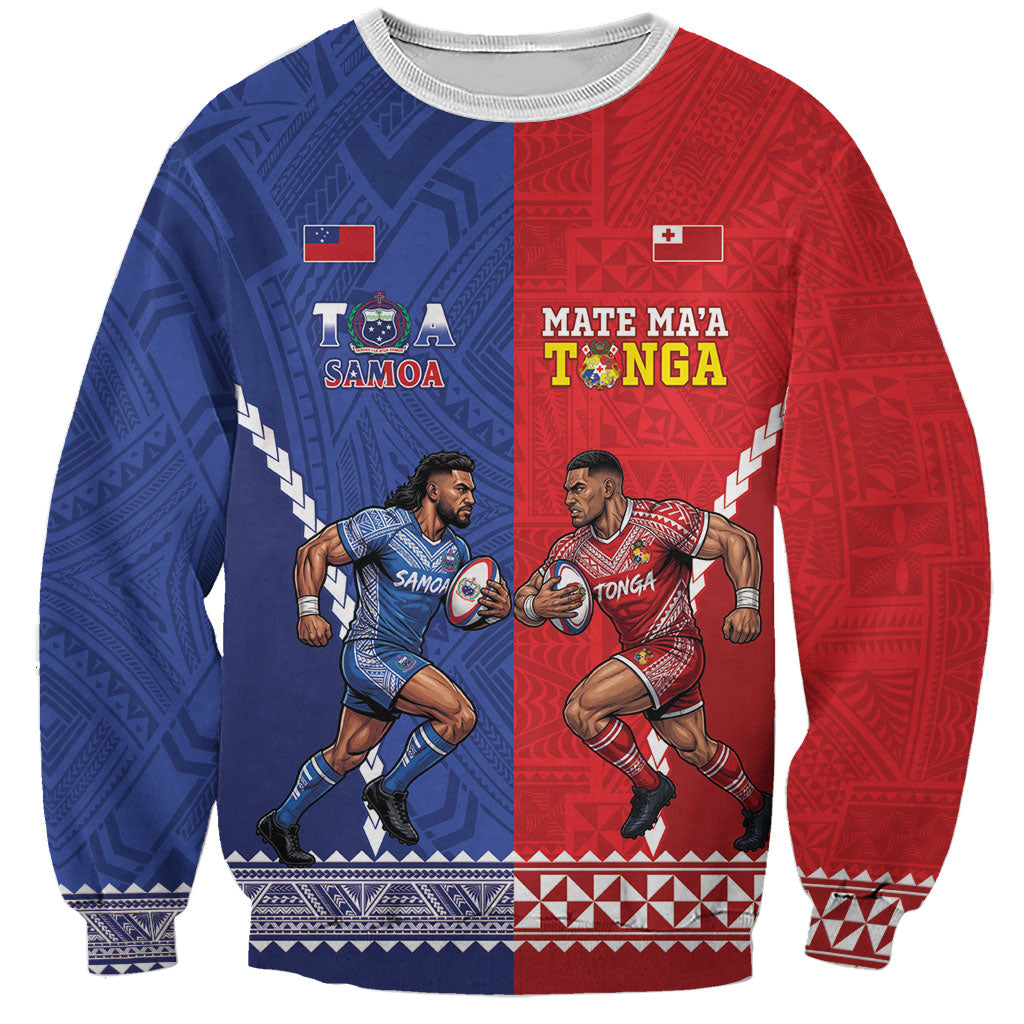 Toa Samoa Mate Ma'a Tonga Rugby Together Custom Sweatshirt LT14 Unisex Multicolor - Polynesian Pride