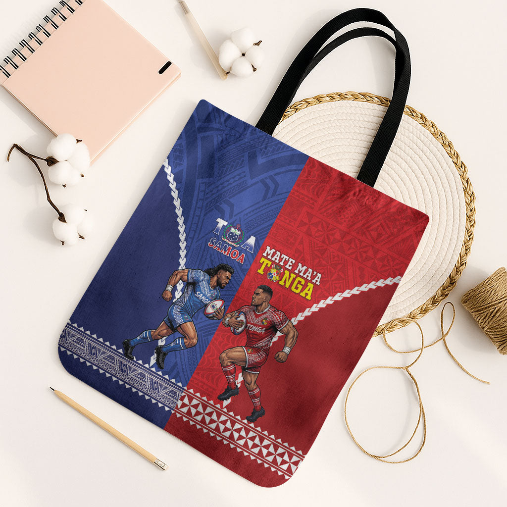 Toa Samoa Mate Ma'a Tonga Rugby Together Tote Bag LT14 Black Strap One Size Multicolor - Polynesian Pride