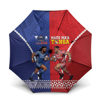 Toa Samoa Mate Ma'a Tonga Rugby Together Umbrella LT14 One Size Folded 11.42 inch Opened Diameter 37.4 inch Multicolor - Polynesian Pride