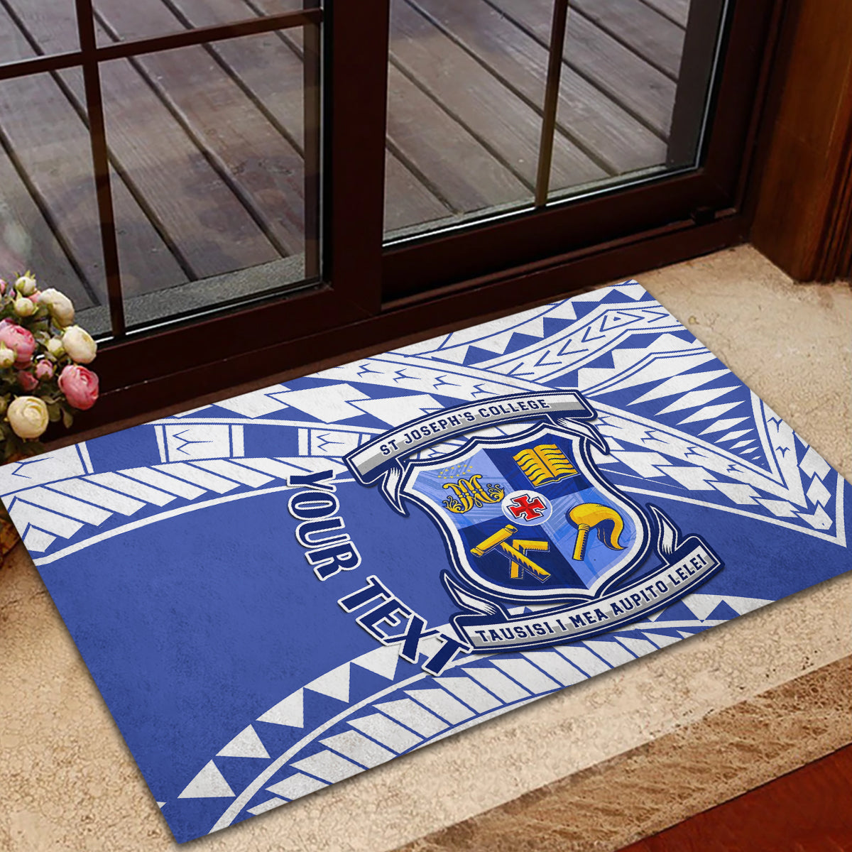 Personalised Samoa St Josephs College Rubber Doormat Marist Brothers Samoan Pattern LT14 - Polynesian Pride