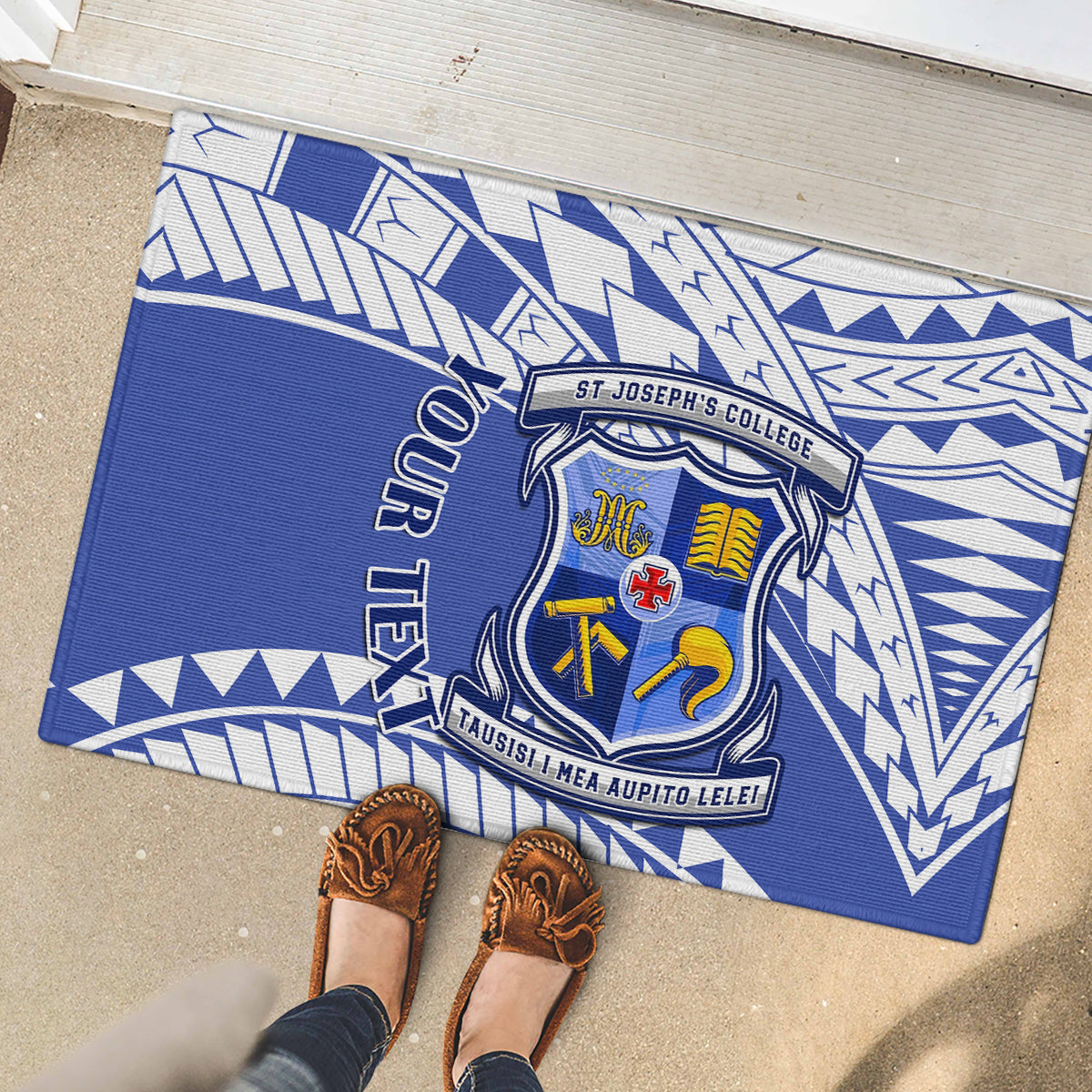 Personalised Samoa St Josephs College Rubber Doormat Marist Brothers Samoan Pattern LT14 - Polynesian Pride