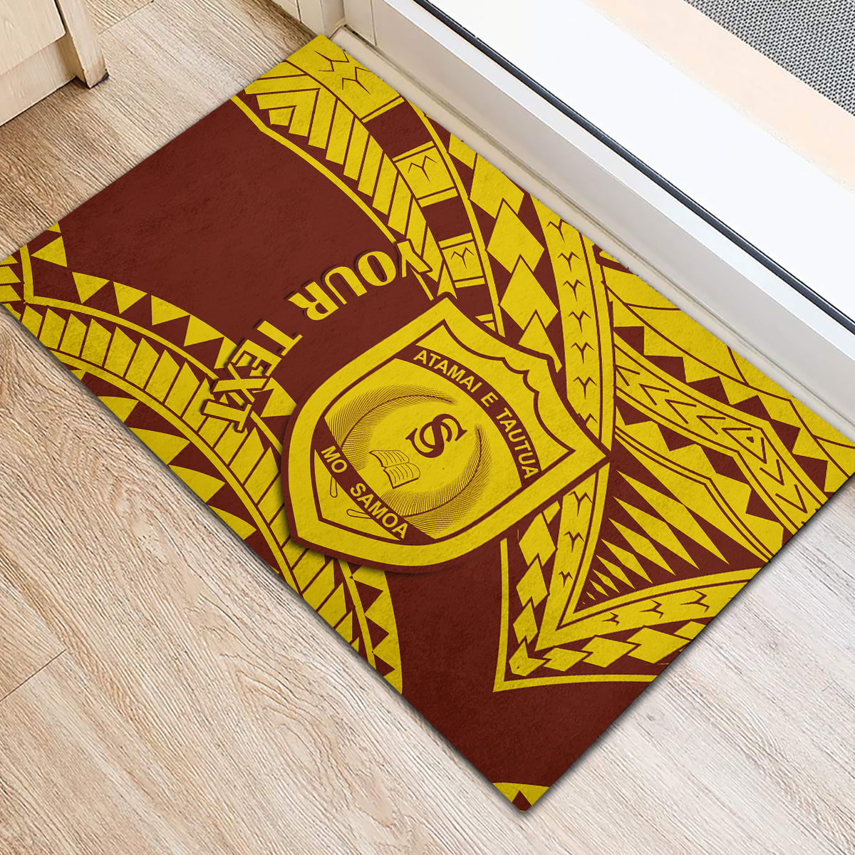 Personalised Samoa College Rubber Doormat Samoan Pattern LT14 - Polynesian Pride