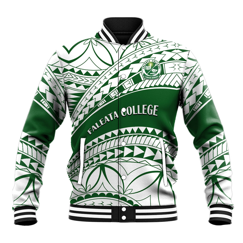 Personalised Samoa Faleata College Baseball Jacket Samoan Pattern LT14 Unisex Green - Polynesian Pride