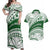 Personalised Samoa Faleata College Couples Matching Off Shoulder Maxi Dress and Hawaiian Shirt Samoan Pattern LT14 Green - Polynesian Pride