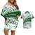 Personalised Samoa Faleata College Couples Matching Off Shoulder Short Dress and Hawaiian Shirt Samoan Pattern LT14 Green - Polynesian Pride