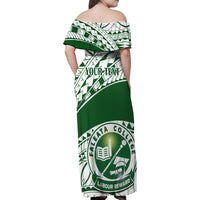 Personalised Samoa Faleata College Family Matching Off Shoulder Maxi Dress and Hawaiian Shirt Samoan Pattern LT14 - Polynesian Pride