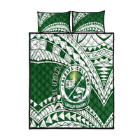 Personalised Samoa Faleata College Quilt Bed Set Samoan Pattern LT14 Green - Polynesian Pride