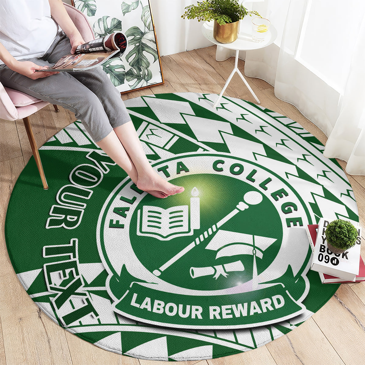 Personalised Samoa Faleata College Round Carpet Samoan Pattern LT14 - Polynesian Pride