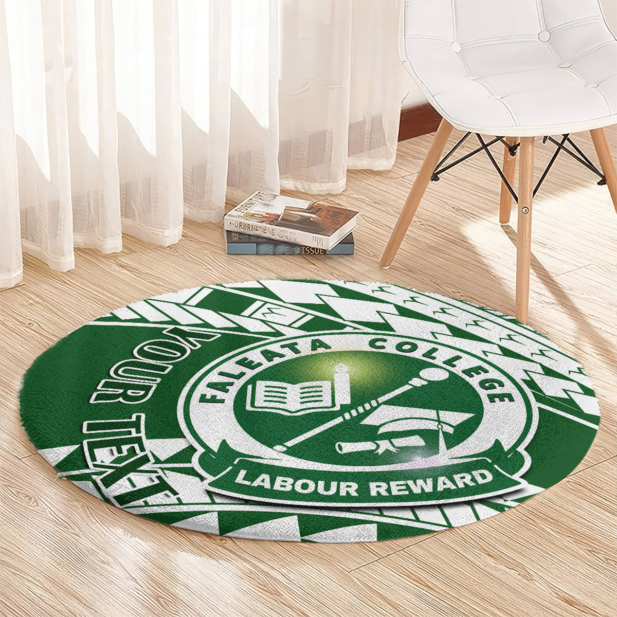 Personalised Samoa Faleata College Round Carpet Samoan Pattern LT14 - Polynesian Pride
