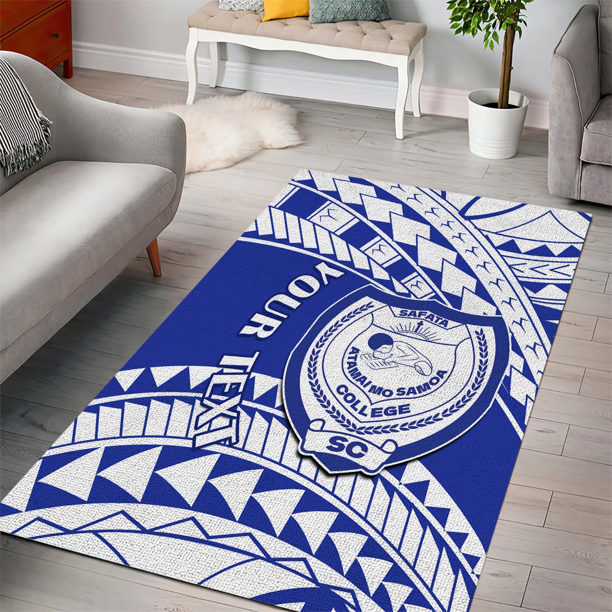 Personalised Samoa Safata College Area Rug Samoan Pattern LT14 - Polynesian Pride