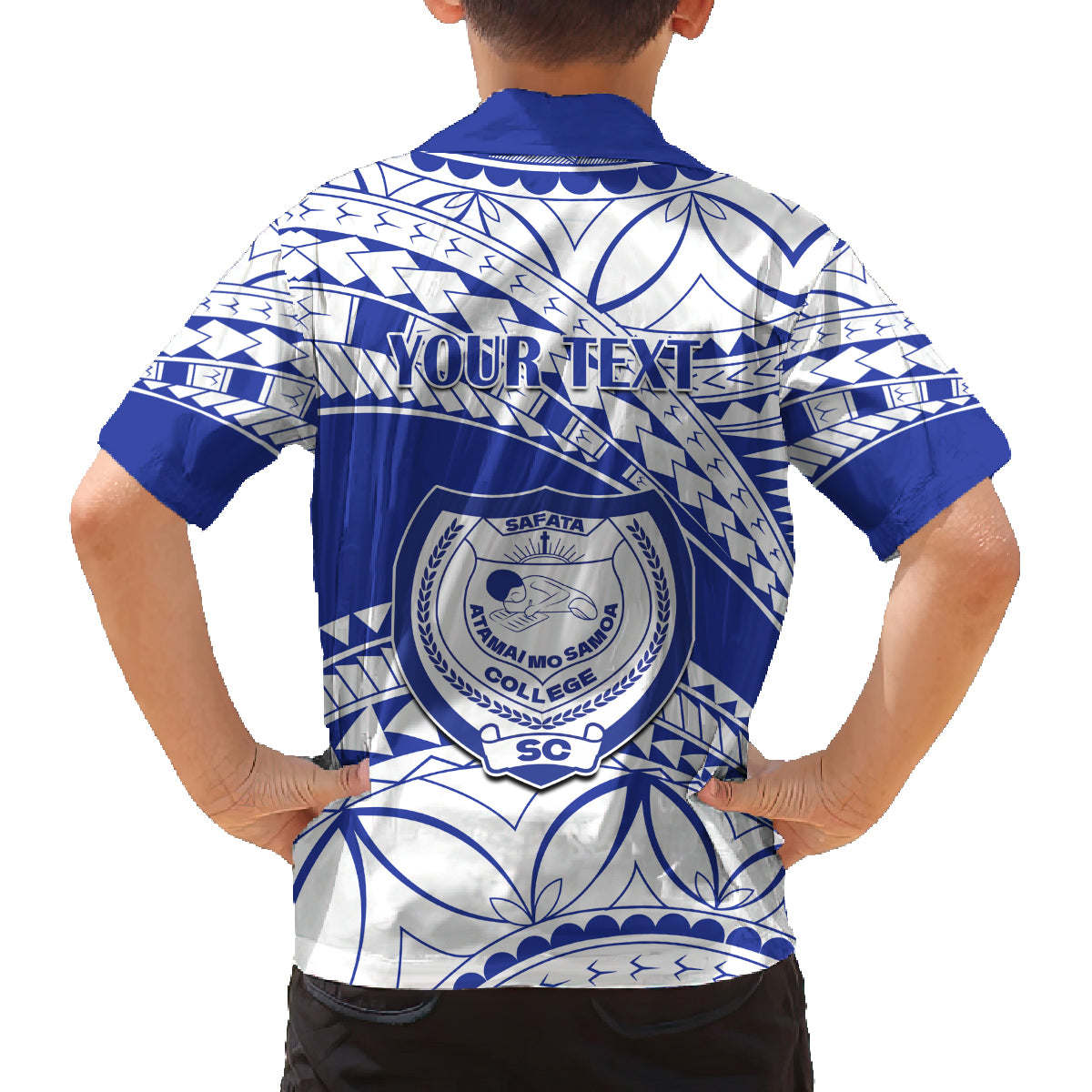 Personalised Samoa Safata College Family Matching Long Sleeve Bodycon Dress and Hawaiian Shirt Samoan Pattern LT14 - Polynesian Pride