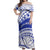 Personalised Samoa Safata College Off Shoulder Maxi Dress Samoan Pattern LT14 Women Blue - Polynesian Pride