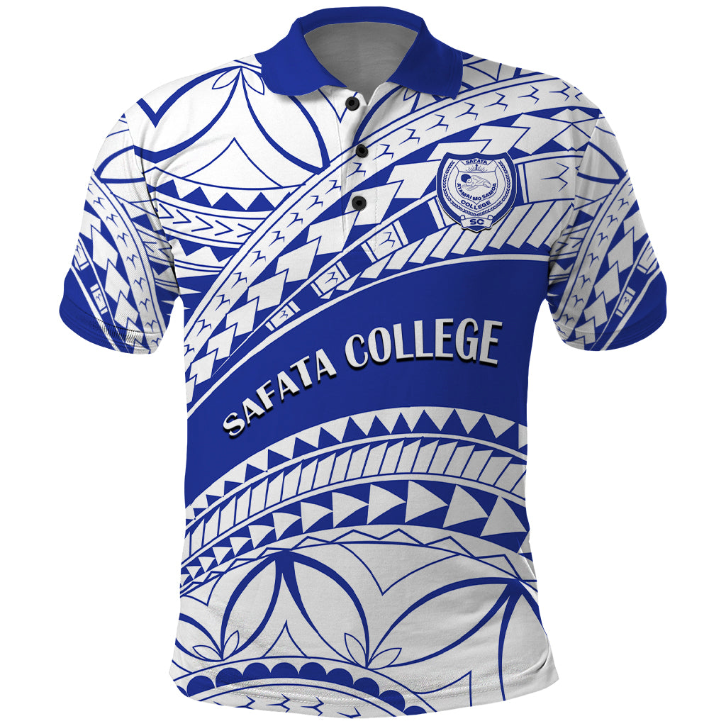 Personalised Samoa Safata College Polo Shirt Samoan Pattern LT14 Blue - Polynesian Pride