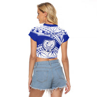 Personalised Samoa Safata College Raglan Cropped T Shirt Samoan Pattern LT14 - Polynesian Pride