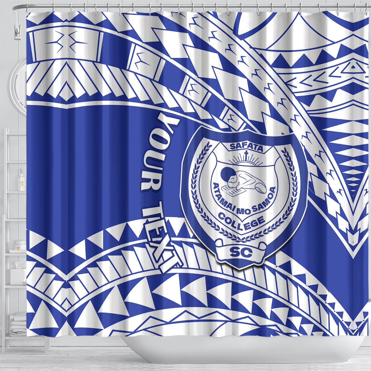Personalised Samoa Safata College Shower Curtain Samoan Pattern LT14 - Polynesian Pride