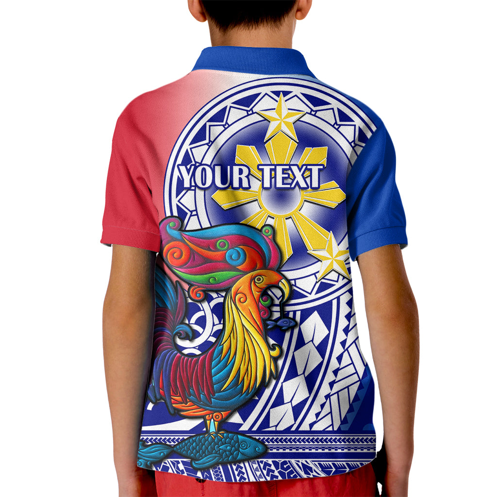 Personalised Philippines Kid Polo Shirt Filipino Sarimanok With Polynesian Tattoo LT14 - Polynesian Pride