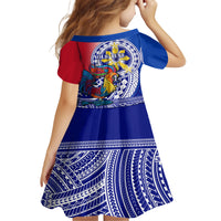 Personalised Philippines Kid Short Sleeve Dress Filipino Sarimanok With Polynesian Tattoo LT14 - Polynesian Pride