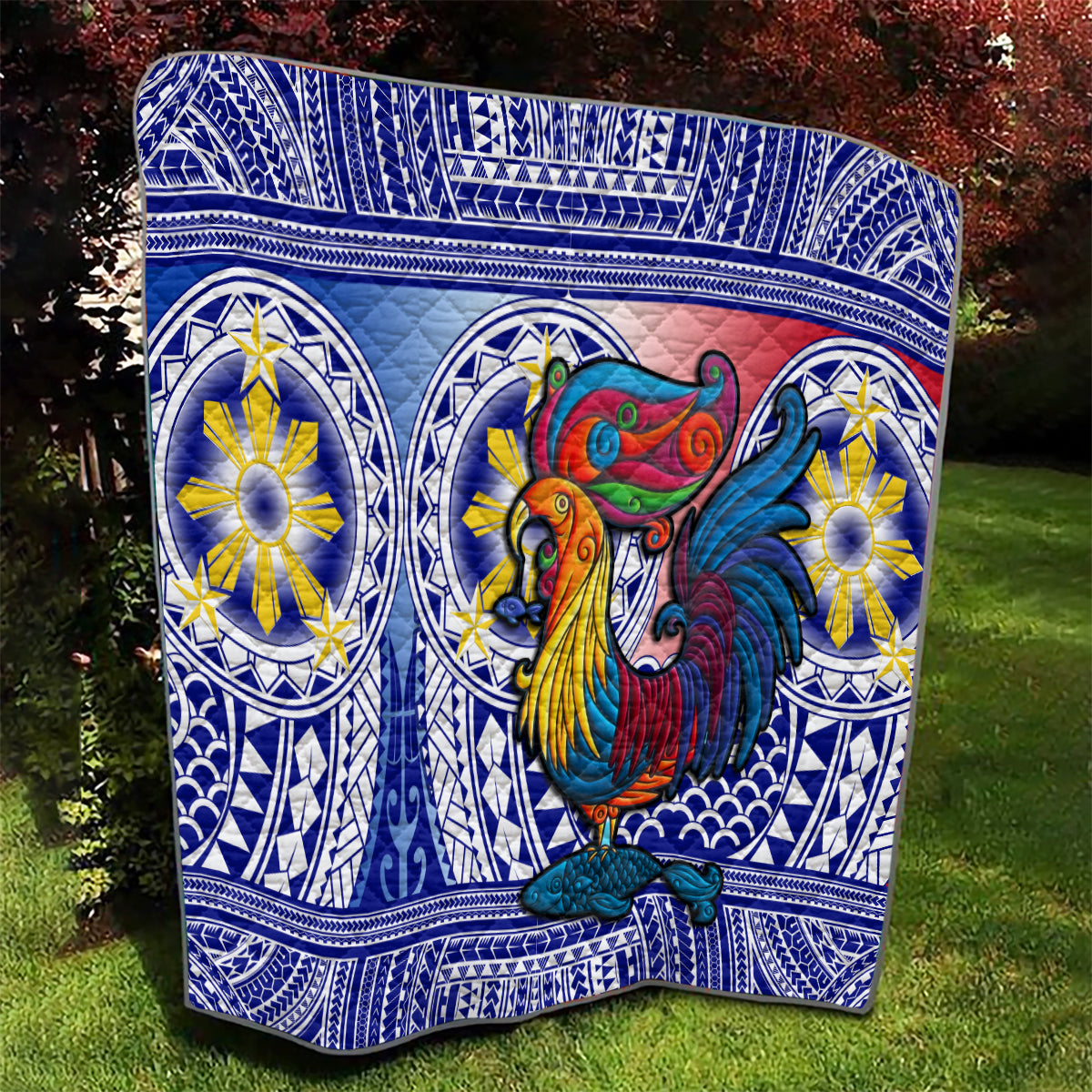 Philippines Quilt Filipino Sarimanok With Polynesian Tattoo LT14 - Polynesian Pride