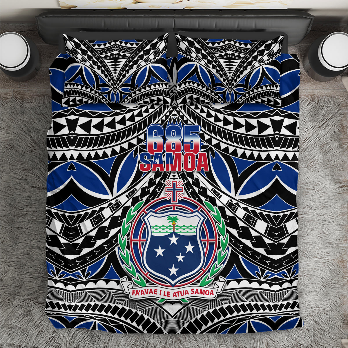 Samoa 685 Bedding Set Samoan Coat Of Arms Simple Style LT14 Blue - Polynesian Pride