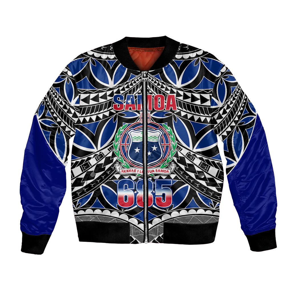 Samoa 685 Bomber Jacket Samoan Coat Of Arms Simple Style LT14 Unisex Blue - Polynesian Pride
