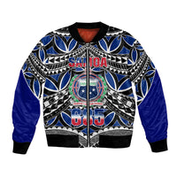 Samoa 685 Bomber Jacket Samoan Coat Of Arms Simple Style LT14 Unisex Blue - Polynesian Pride