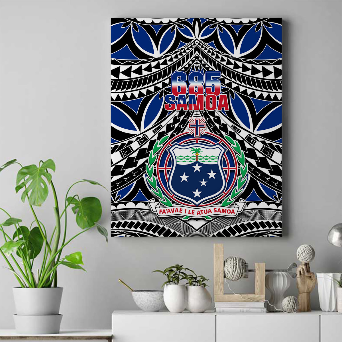 Samoa 685 Canvas Wall Art Samoan Coat Of Arms Simple Style LT14 Blue - Polynesian Pride