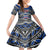 Samoa 685 Family Matching Off Shoulder Maxi Dress and Hawaiian Shirt Samoan Coat Of Arms Simple Style LT14 Daughter's Dress Blue - Polynesian Pride