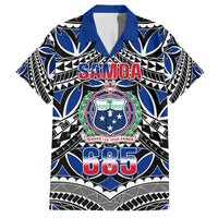 Samoa 685 Family Matching Off Shoulder Maxi Dress and Hawaiian Shirt Samoan Coat Of Arms Simple Style LT14 Dad's Shirt - Short Sleeve Blue - Polynesian Pride
