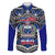 Samoa 685 Family Matching Off Shoulder Maxi Dress and Hawaiian Shirt Samoan Coat Of Arms Simple Style LT14 Dad's Shirt - Long Sleeve Blue - Polynesian Pride