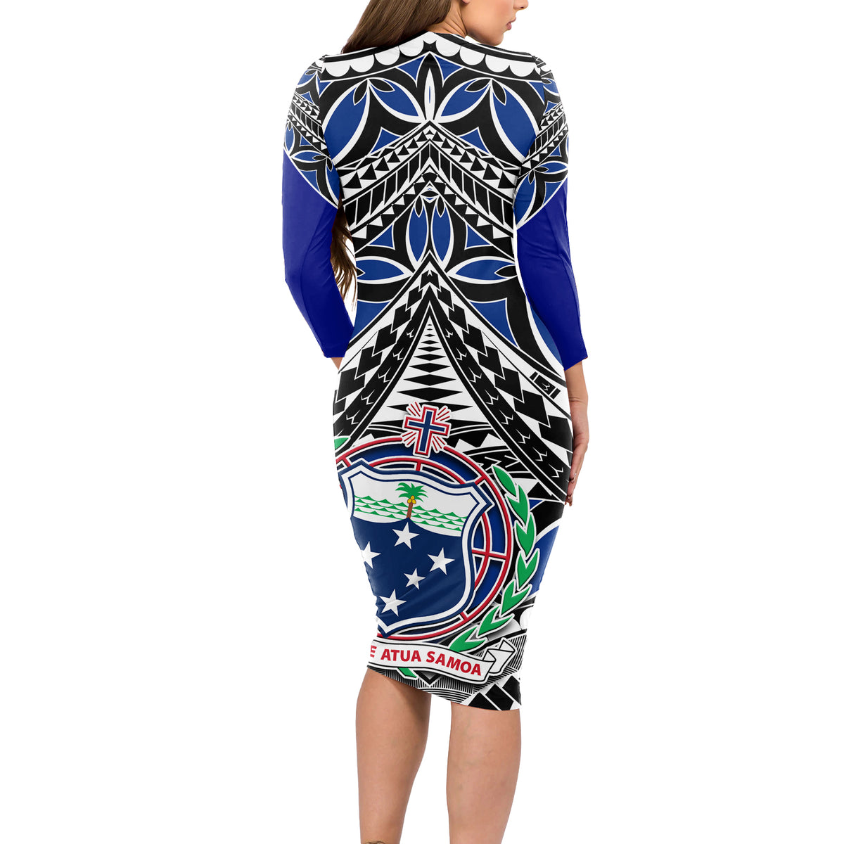 Samoa 685 Long Sleeve Bodycon Dress Samoan Coat Of Arms Simple Style LT14 - Polynesian Pride
